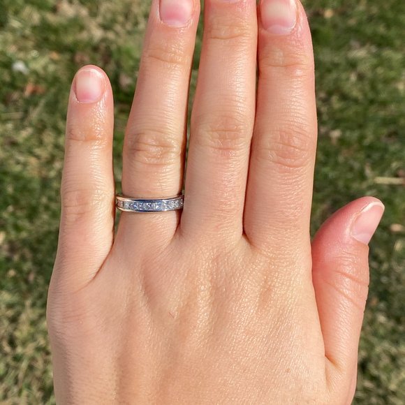 Designer Signed Platinum and Natural Diamond Channel Set Band - Picture 5 of 8